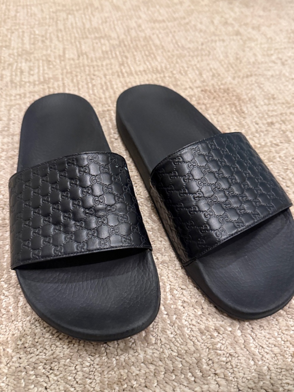 GUCCI Embossed Slide Sandals - Picture 1 of 3